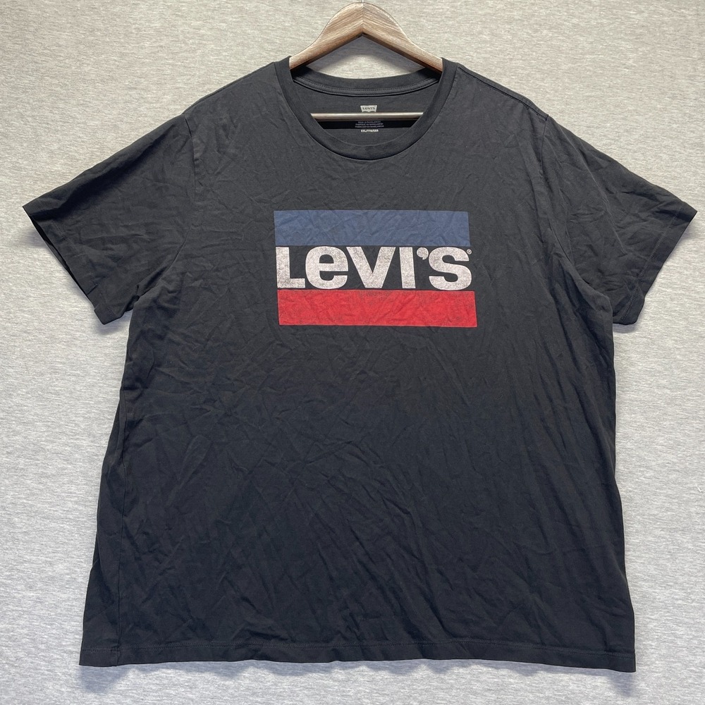 Levi's Standard Fit T-Shirt Mens 2XL Black Graphic Logo Crew Neck Everyday Wear
